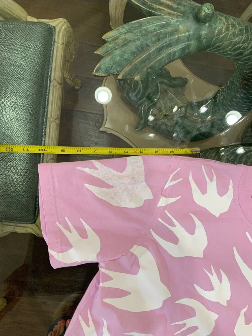 McQ by Alexander McQueen Pink Tee with White Swallow Print
